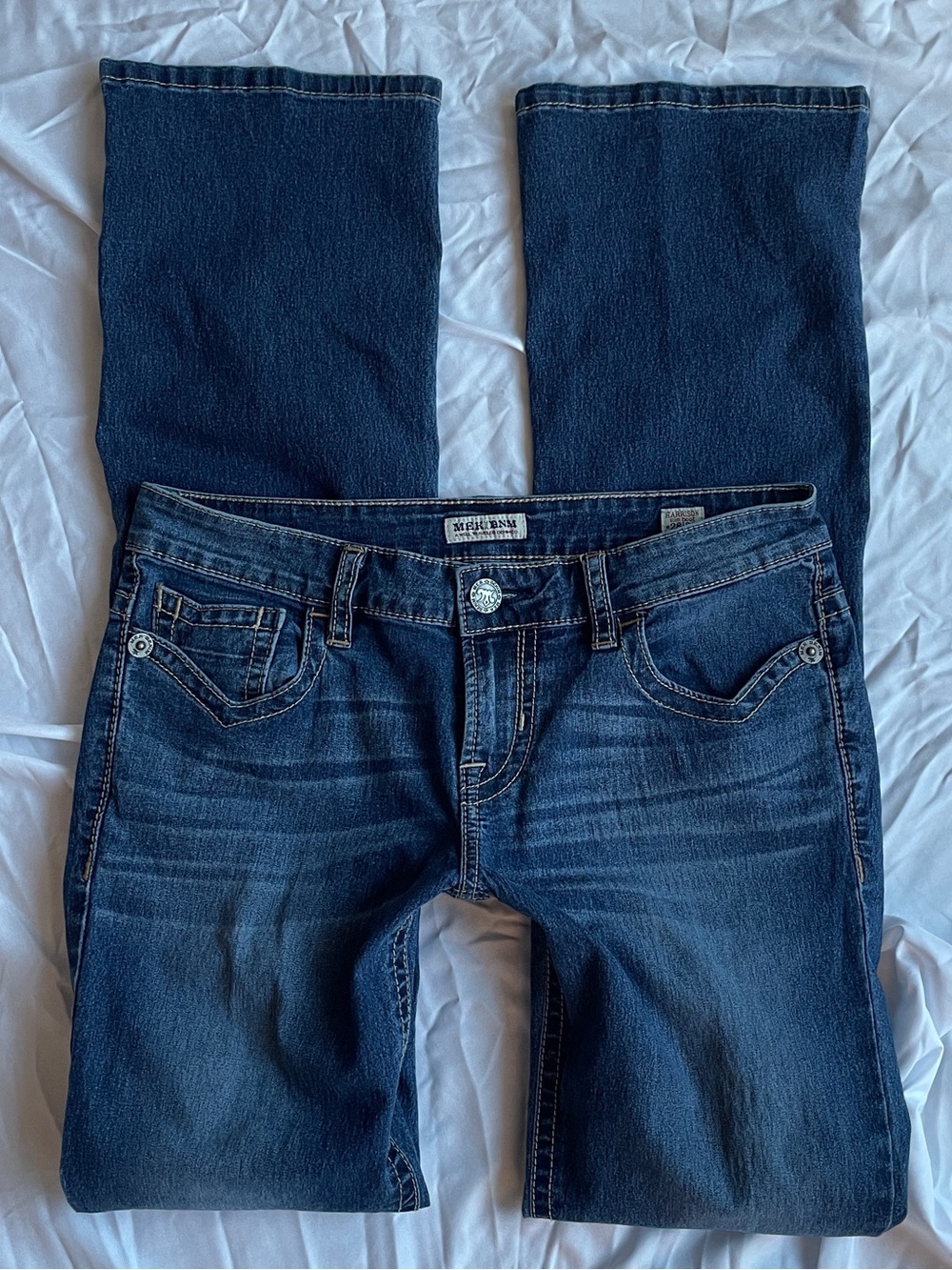 Mek Jeans Womens 28x34 Low Rise Bootcut Medium Wash Denim Indie Sleaze Party Y2K